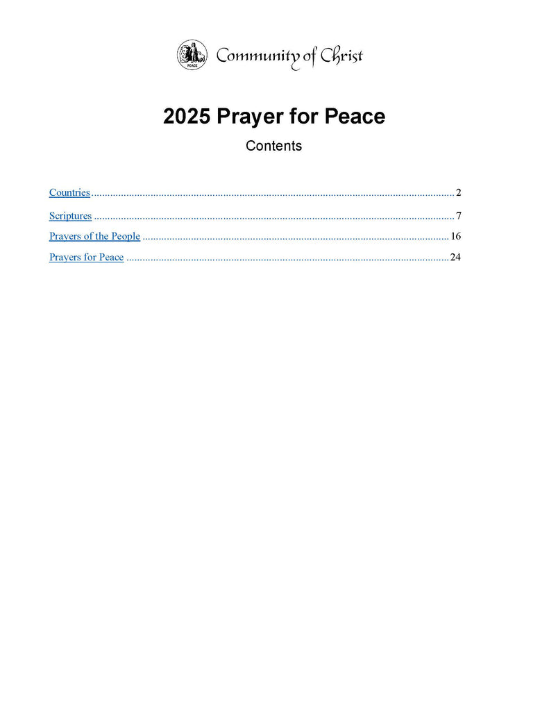 Prayer for Peace: 2025 Worship Elements (PDF Download)