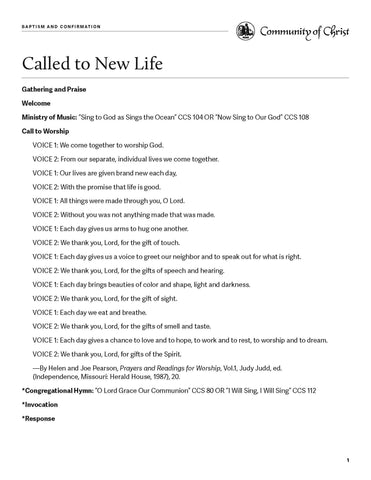 Baptism and Confirmation Combined Services Worship Outlines (PDF Download)