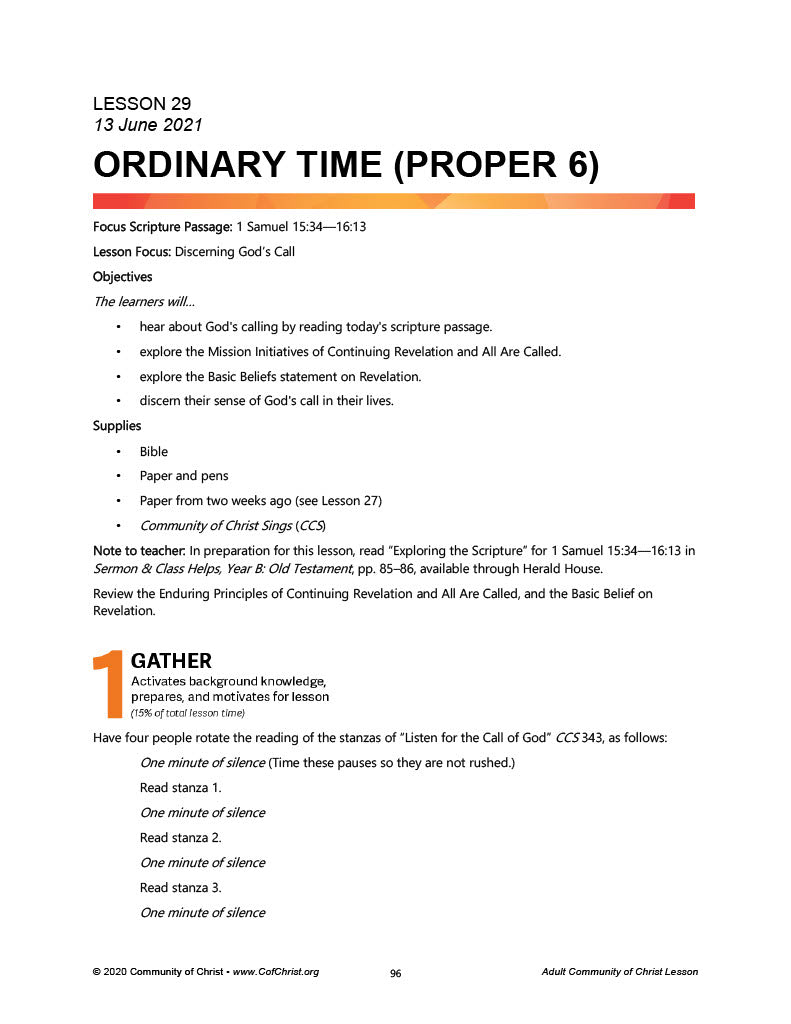 Community of Christ Lessons Sample Lesson (PDF Download)
