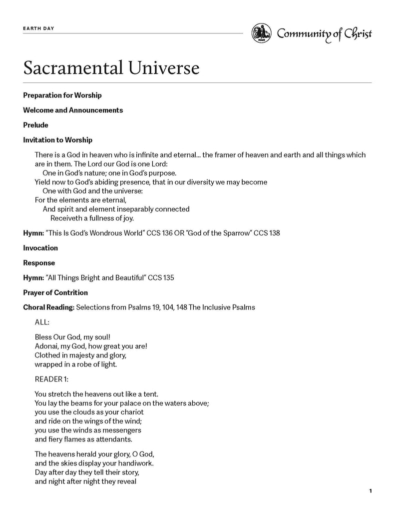 Earth Day Worship Outlines (PDF Download)