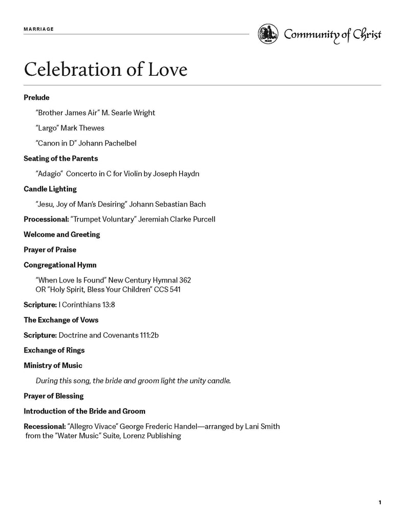 Marriage Service Outlines (PDF Download)