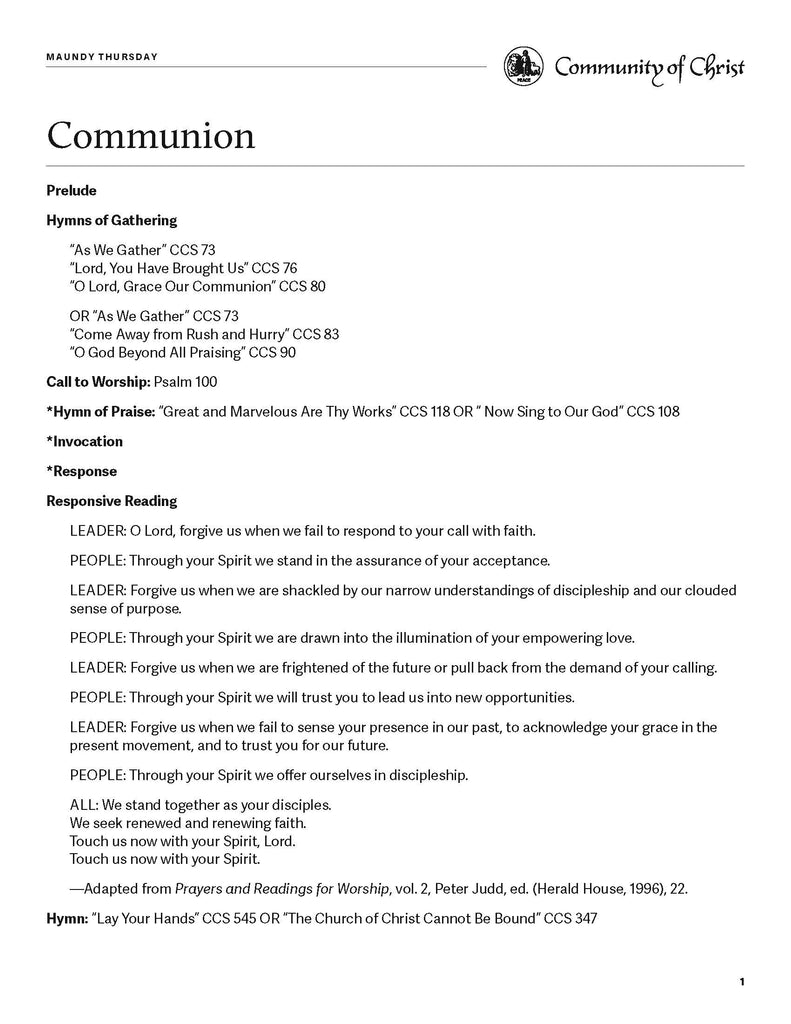 Maundy Thursday Worship Outlines (PDF Download)