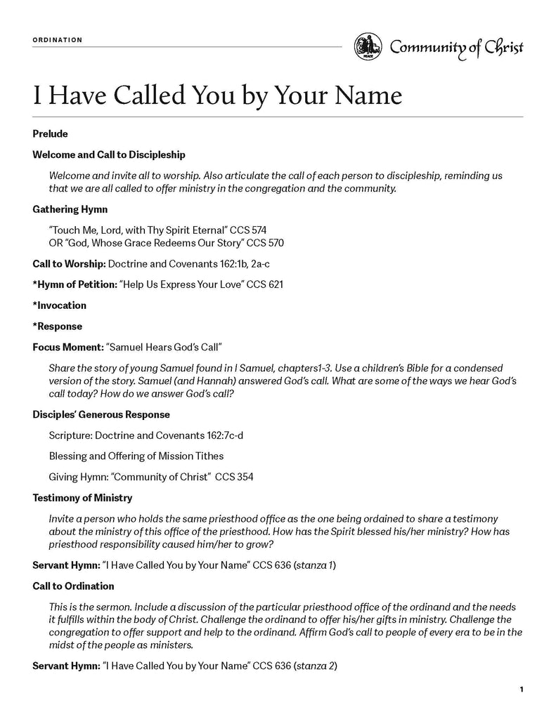 Ordination Worship Outlines (PDF Download)