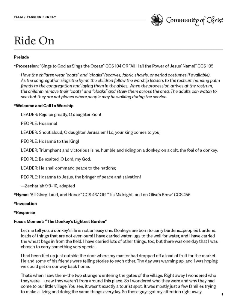 Palm or Passion Sunday Worship Outlines (PDF Download)