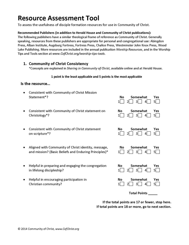 Resource Assessment Tool (PDF Download)
