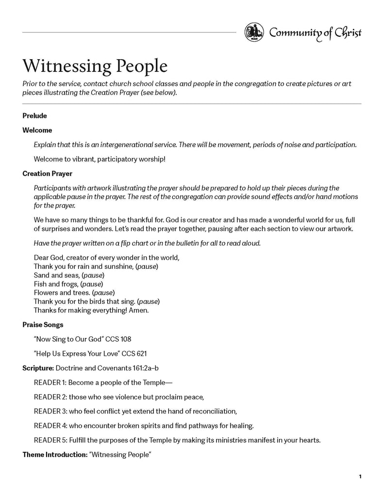 Witness Worship Outline (PDF Download)