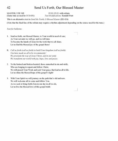 Send Us Forth, Our Blessed Master Song Lyrics (PDF Download)