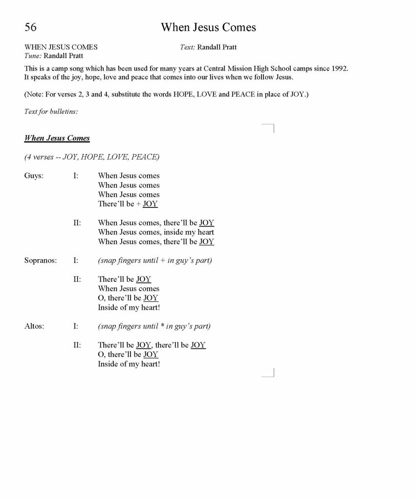 When Jesus Comes Song Lyrics (PDF Download)