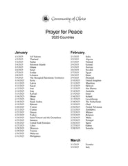 Prayer for Peace: 2025 Country List (PDF Download)