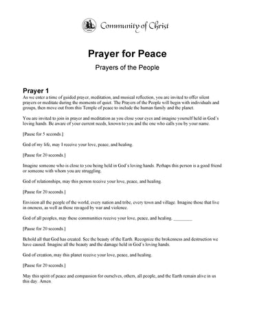 Prayer for Peace: Prayers of the People (PDF Download)