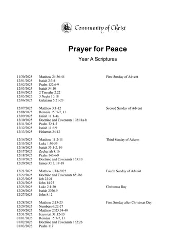 Prayer for Peace: Year A Scriptures (PDF Download)