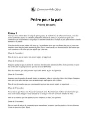 Prière pour la paix : Prières des gens (Téléchargement du document PDF)