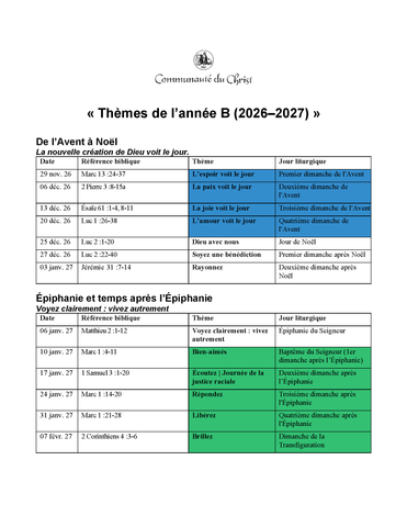 Thèmes de l’année B (2026–2027) (Téléchargement du document PDF)