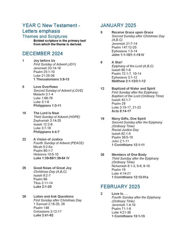 Year C (2024-2025) Scriptures and Themes (PDF Download)