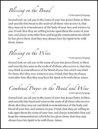 Communion Prayers - Hymnal Insert