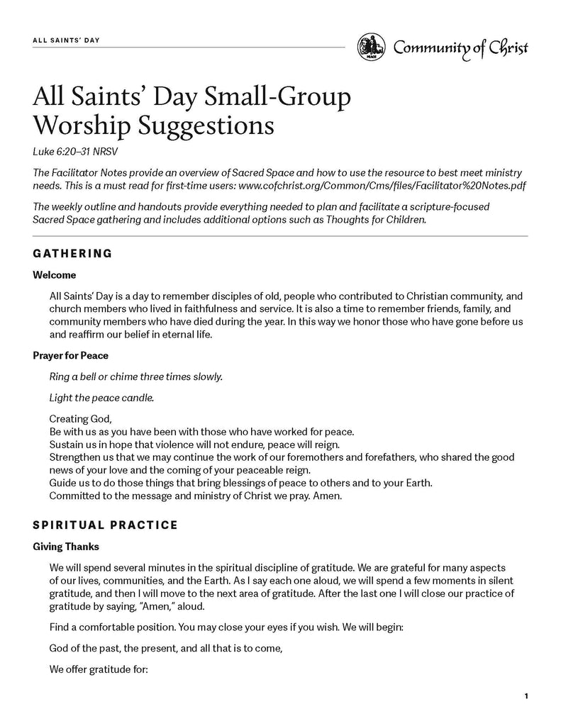 All Saints' Day Worship Outlines (PDF Download)