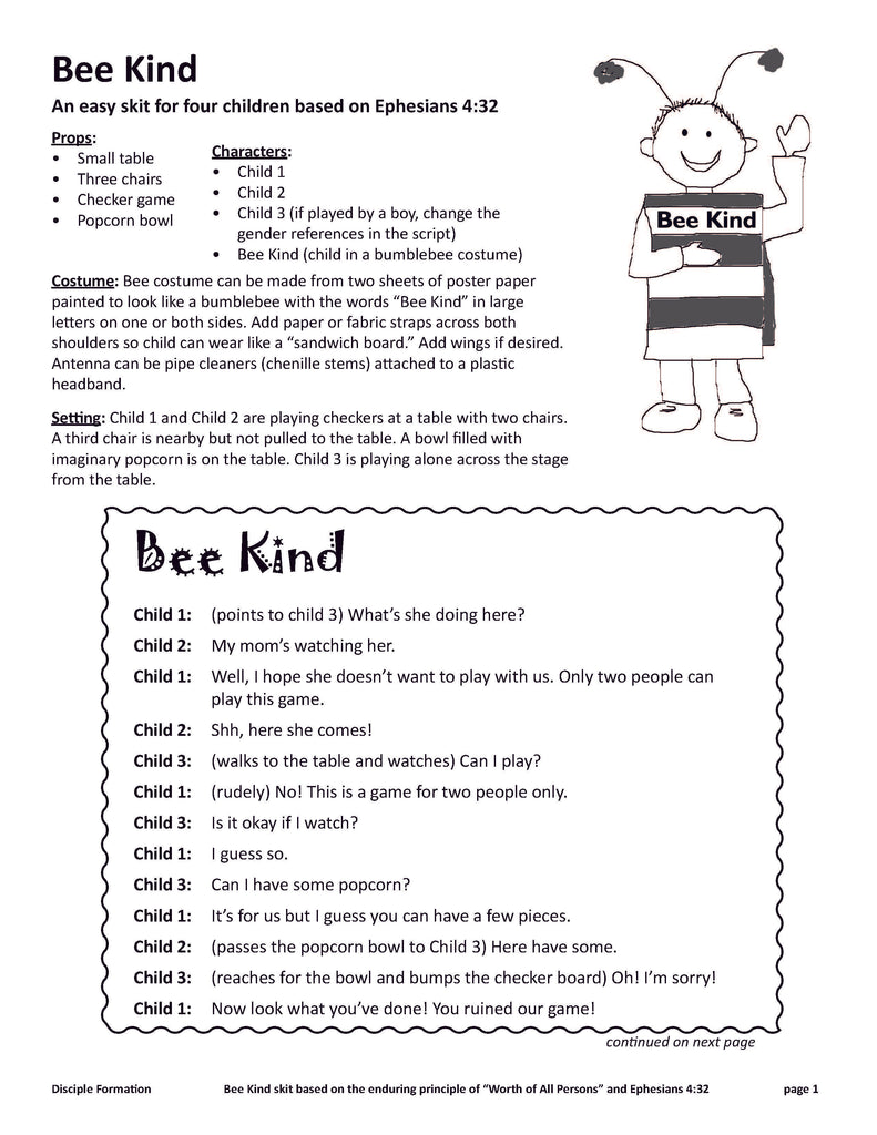 Bee Kind Skit (PDF Download)