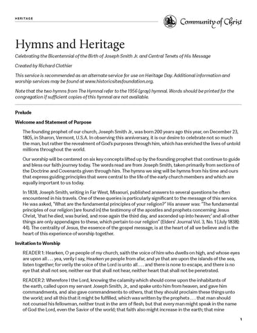 Heritage Worship Outlines (PDF Download)