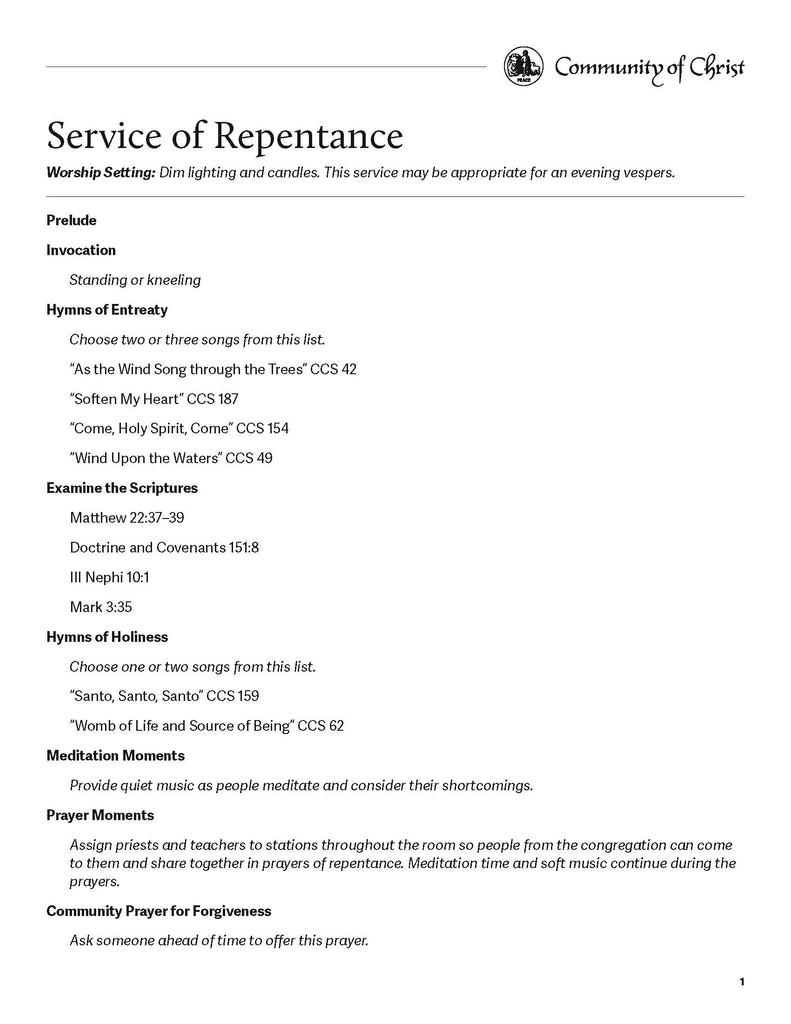 Repentance Worship Outline (PDF Download)
