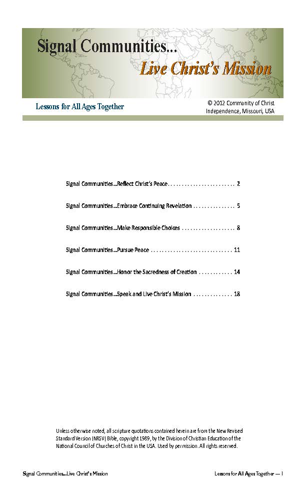 Signal Communities...Live Christ's Mission: Lessons for All Ages (PDF Download)