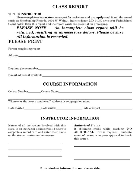 Class Report Sample Script Temple School Class Report (PDF Download) – Herald House