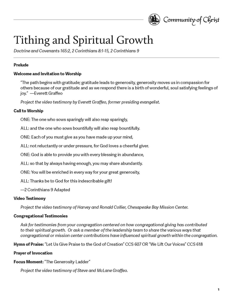 Tithing Worship Outline (PDF Download)