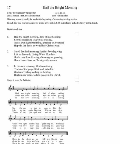 Hail the Bright Morning Song Lyrics (PDF Download)