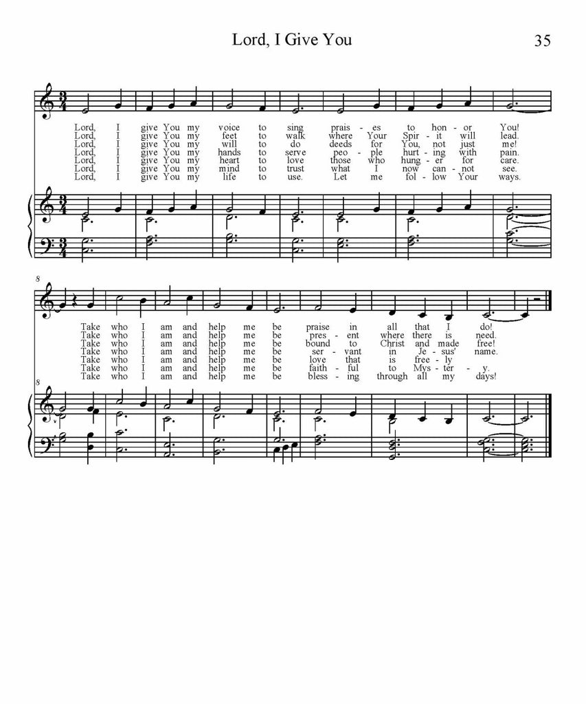 Lord, I Give You Sheet Music (PDF Download)